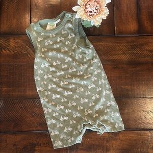 Parade Green Baby Organic Cotton Romper with Bicycle Print - 2t